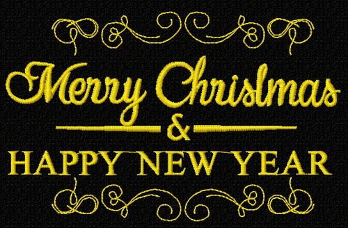 Merry Christmas and Happy New Year machine embroidery design