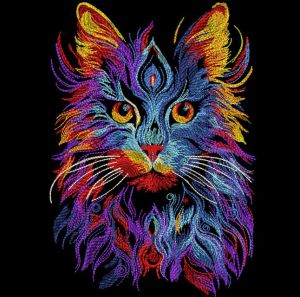 Cat bright stitches embroidery design