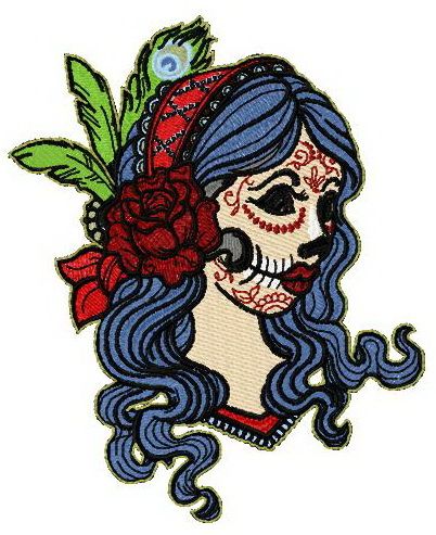 Dead beauty machine embroidery design