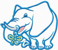 Desenho de bordado à máquina grátis de elefante azul grande