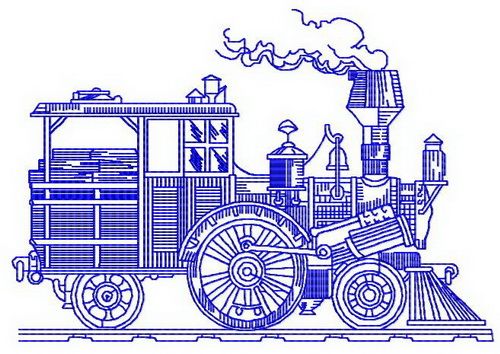 Steam engine machine embroidery design
