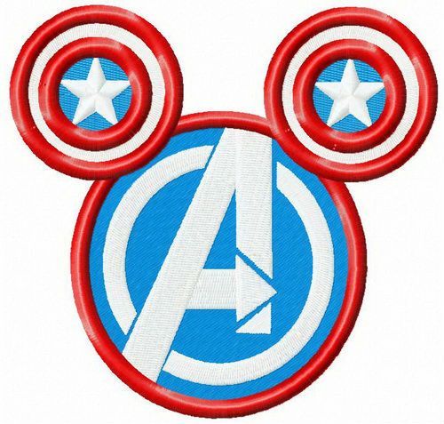 Avengers logo on mouse silhouette machine embroidery design