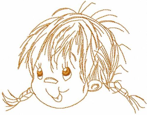 Cute girl funny face free embroidery design