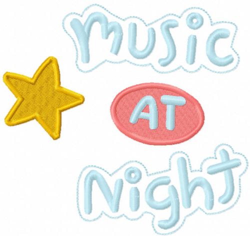 Music at night free embroidery design