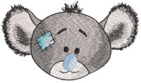 Koala grey muzzle embroidery design