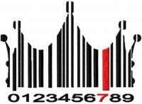 Crown barcode free machine embroidery design