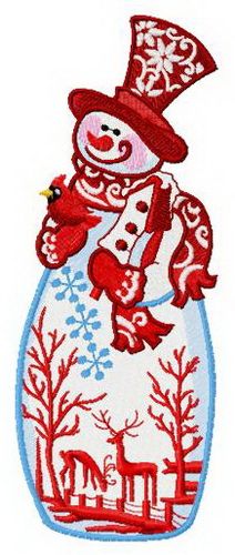 Stylish snowman machine embroidery design