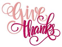 Give thanks pink embroidery design