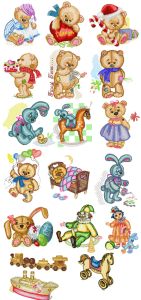 Old Toys Teddy Bear Embroidery Pack embroidery design