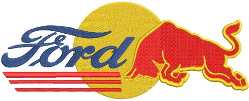 Ford red bull embroidery design