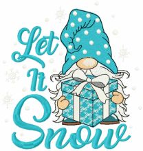 Let it snow gnome embroidery design