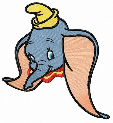 Dumbo with yellow hat machine embroidery design