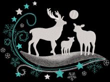 Christmas night landscape embroidery design