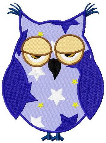 Star owl machine embroidery design