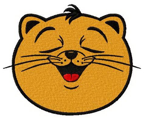 Pleased cat face machine embroidery design