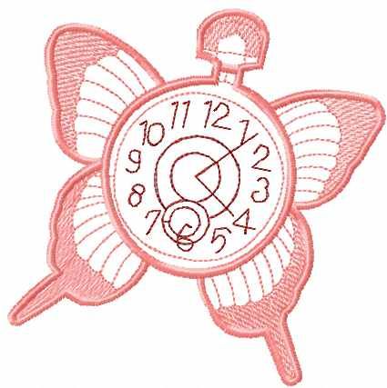 Clock butterfly free embroidery design