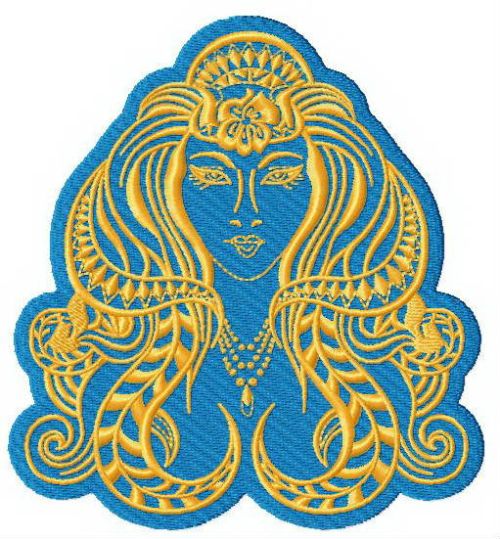 Ancient woman machine embroidery design