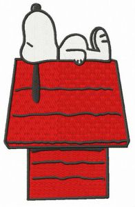 Snoopy durmiendo en el diseño de bordado de la chimenea