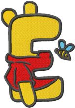 Pooh letter e embroidery design