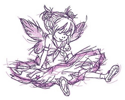 Girl fairy tired after dancing machine embroidery design