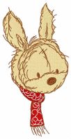 Bunny in red scarf embroidery design