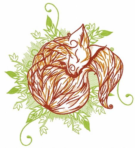 Sleeping fox 4 machine embroidery design