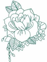 Vintage green rose embroidery design