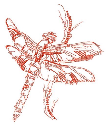 Dragonfly sketch machine embroidery design