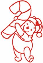 Pooh with candy stick one colored embroidery design