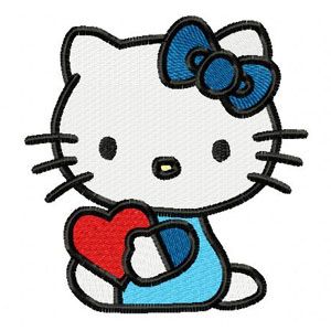 Hello Kitty with Heart machine embroidery design