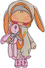 Tilda doll with bunny toy embroidery design