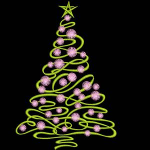 Swirl modern Christmas tree embroidery design