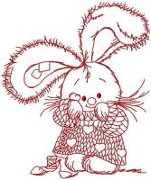 Cute bunny redwork 2 embroidery design