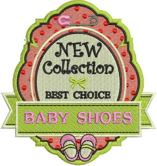 Baby shoes badge machine embroidery design