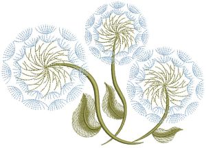 Blue dandelions embroidery design