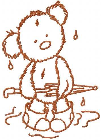 Teddy rainy day embroidery design