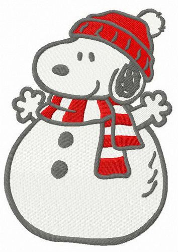 Snoopy snowman machine embroidery design