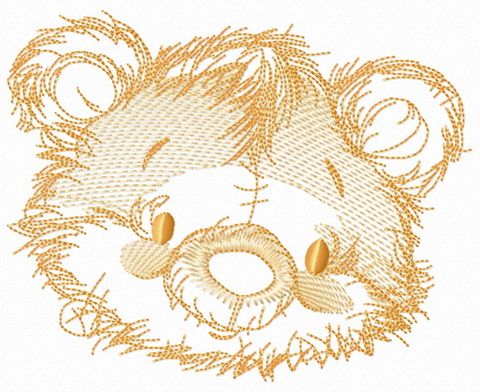 Old bear toy head sketch machine embroidery design