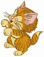 Naughty kitten embroidery design