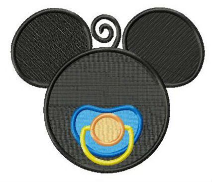 Mickey with baby dummy machine embroidery design