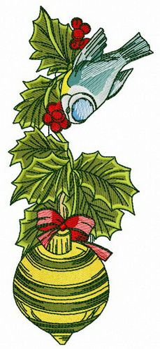 Decorated holly branch machine embroidery design