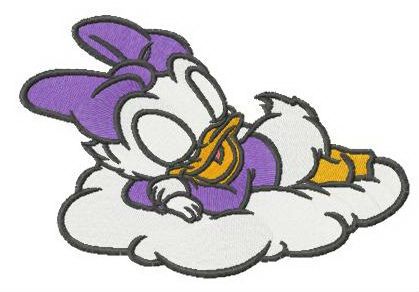 Daisy Duck sleeping on cloud machine embroidery design