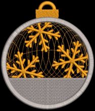 Christmas ball gold and silver snowflakes embroidery design