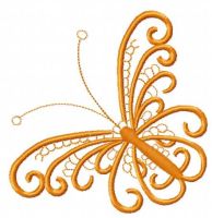 Desenho de bordado grátis de borboleta em renda laranja