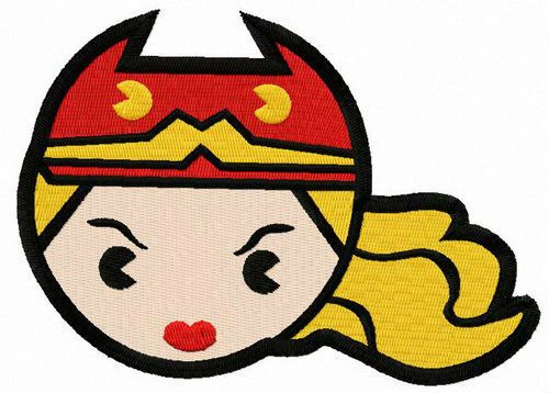 Chibi Wonder Woman head machine embroidery design 