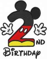 Second birthday Mickey embroidery design