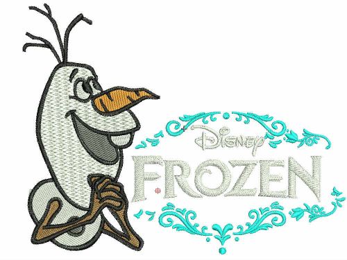 Olaf with Frozen logo machine embroidery design