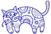 Ornamental cat 4 embroidery design