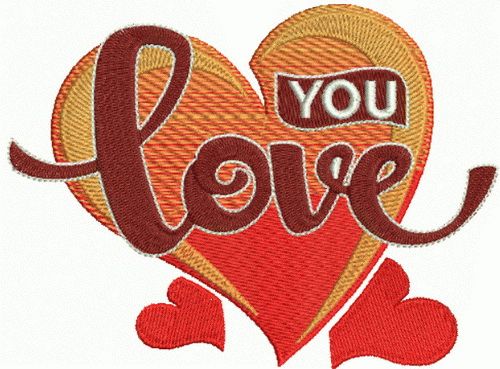 Love you 6 machine embroidery design      