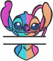 Angel and stitch monogram embroidery design